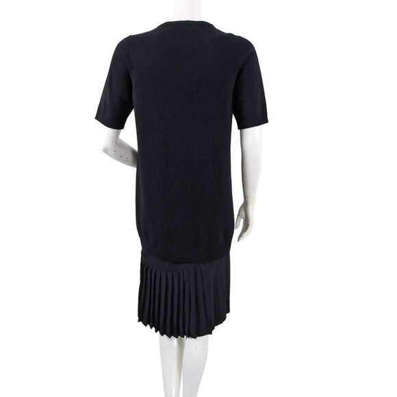 No 21 Numero Ventuno Black Knit 2 in 1 Sweater Dress w Pleat Trim - Picture 5 of 13